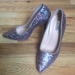 Multicolor/Silver Glitter Heels
